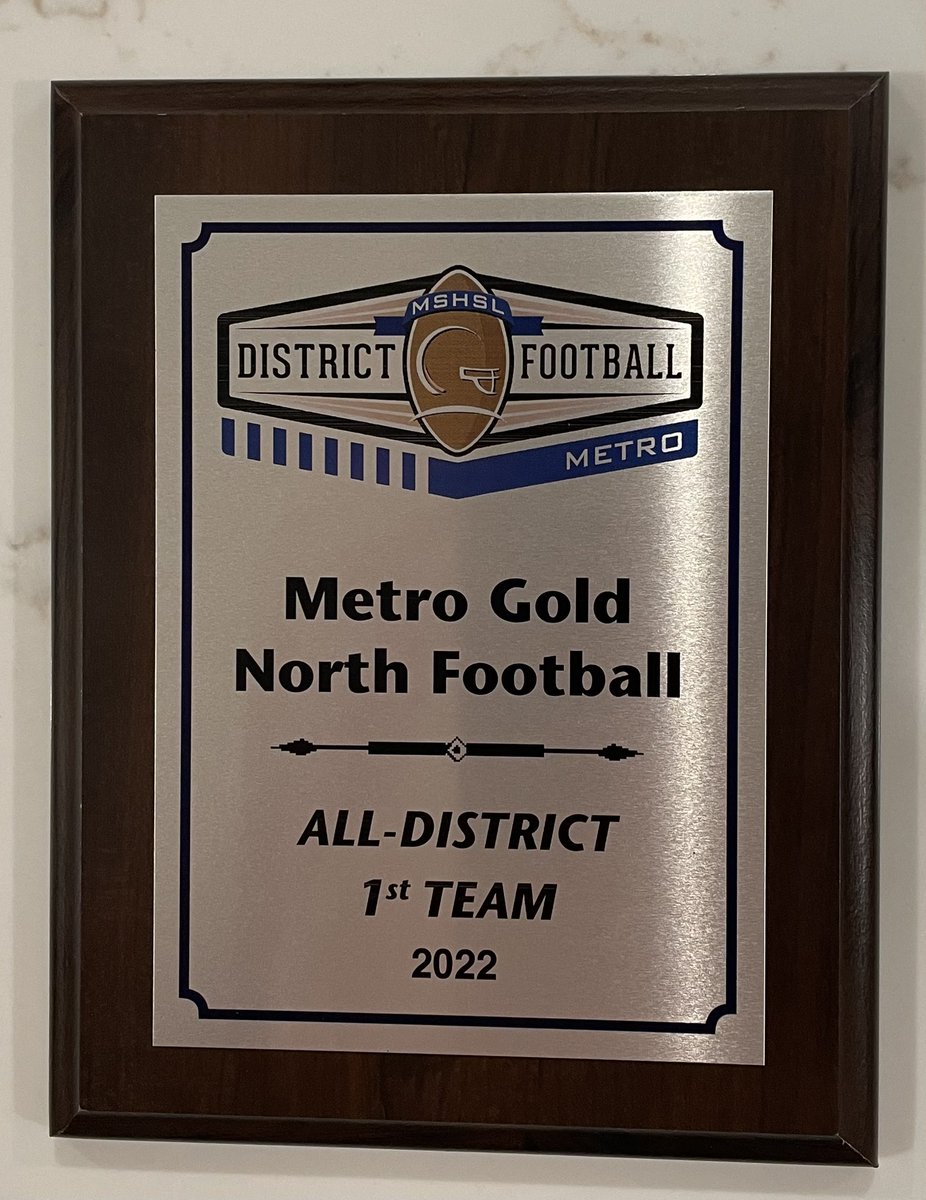 Honored to receive All-District 1st team and CCX All-Area team honorable mention. Thanks for a great season <a href="/FootballWayzata/">Wayzata Football</a> <a href="/CoachLBrown/">Lambert Brown</a> <a href="/CoachPrickett/">CoachJPrickett</a> <a href="/Wheels_59/">Jeff Weiland</a>