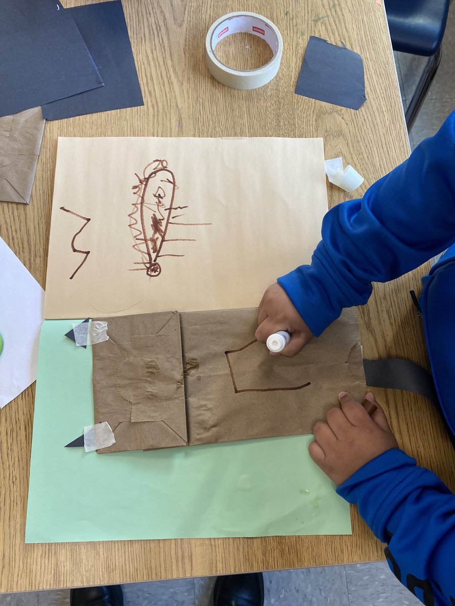 Inspired by the story “Sometimes I Feel Like a Fox,” students made plans to create their own animal puppets. We are learning to add details to help identify the animal.