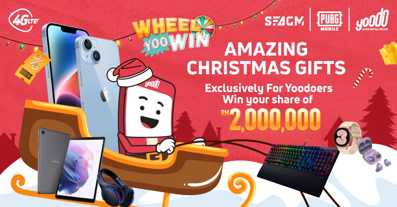 yoodoMY's tweet photo. Let Yoodo be your Santa Claus this festive season.
Play Wheel-Yoo-Win for guaranteed rewards AND a chance to win Grand Prizes like the iPhone 14 Plus!
#Yoodoitbetter #Yoodoityourway #Prizes #Xmas #wheelyoowin #Giveaways @SEAGM @pubgmobilemy https://t.co/060W4KqkjX