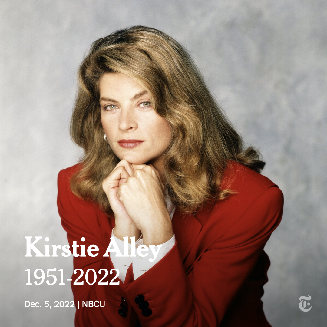 nytimes's tweet photo. Kirstie Alley, the actress whose role as Rebecca Howe in the sitcom “Cheers” catapulted her career and earned her an Emmy Award and a Golden Globe, has died at 71. https://t.co/Z1gLNPZvQJ https://t.co/Vri5NRrU9m