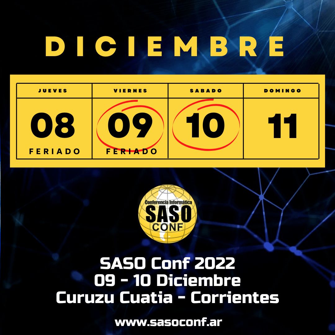Este VIE y SAB vamos a estar acompañando <a href="/saso_conf/">SASO Conf</a> en Curuzú Cuatiá (Corrientes).
Mas información en sasoconf.ar