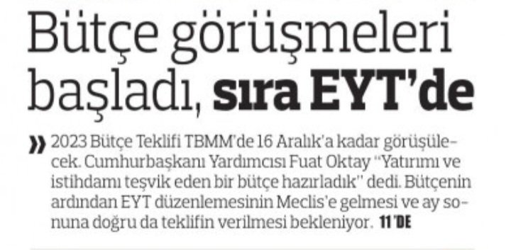 Bütçe görüşmeleri başladı. Sıra EYT de... #EmeklilikteYaşaTakılanlar #ErtelemeEYTyi #EYTicinGeriSayimBasladi #EytAralıktaMeclise #EYTdeBeklenti99Öncesi