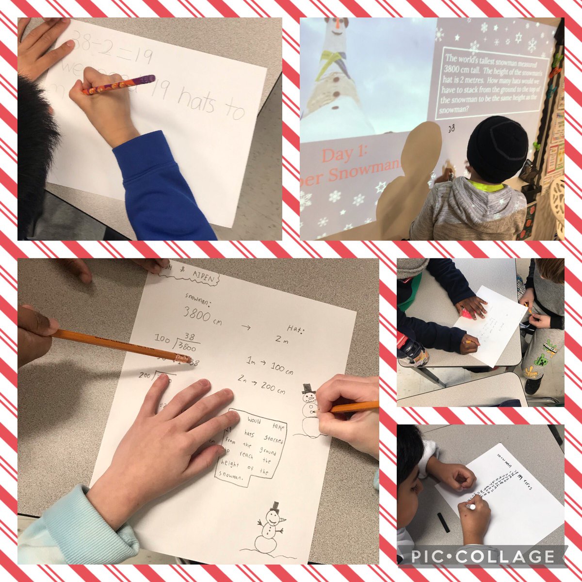 Day 1 of TVDSB #WinterMathChallenge! We had wonderful conversations about the variety of strategies used to calculate how many hats to reach the top of this ⛄️ <a href="/tvdsbmathk8/">tvdsbmath</a> <a href="/SACTVDSB/">Sir Arthur Currie PS</a> <a href="/dtangred/">Derek Tangredi</a> <a href="/MsRChanner/">Rebecca Channer</a>