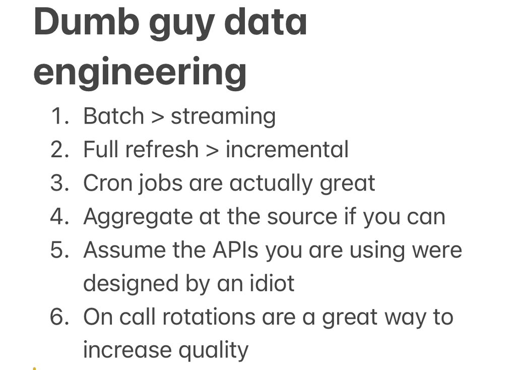matsonj's tweet photo. Things I’ve learned being an accountant but running data teams over the last few years aka “dumb guy data engineering” https://t.co/DwifUTtIke