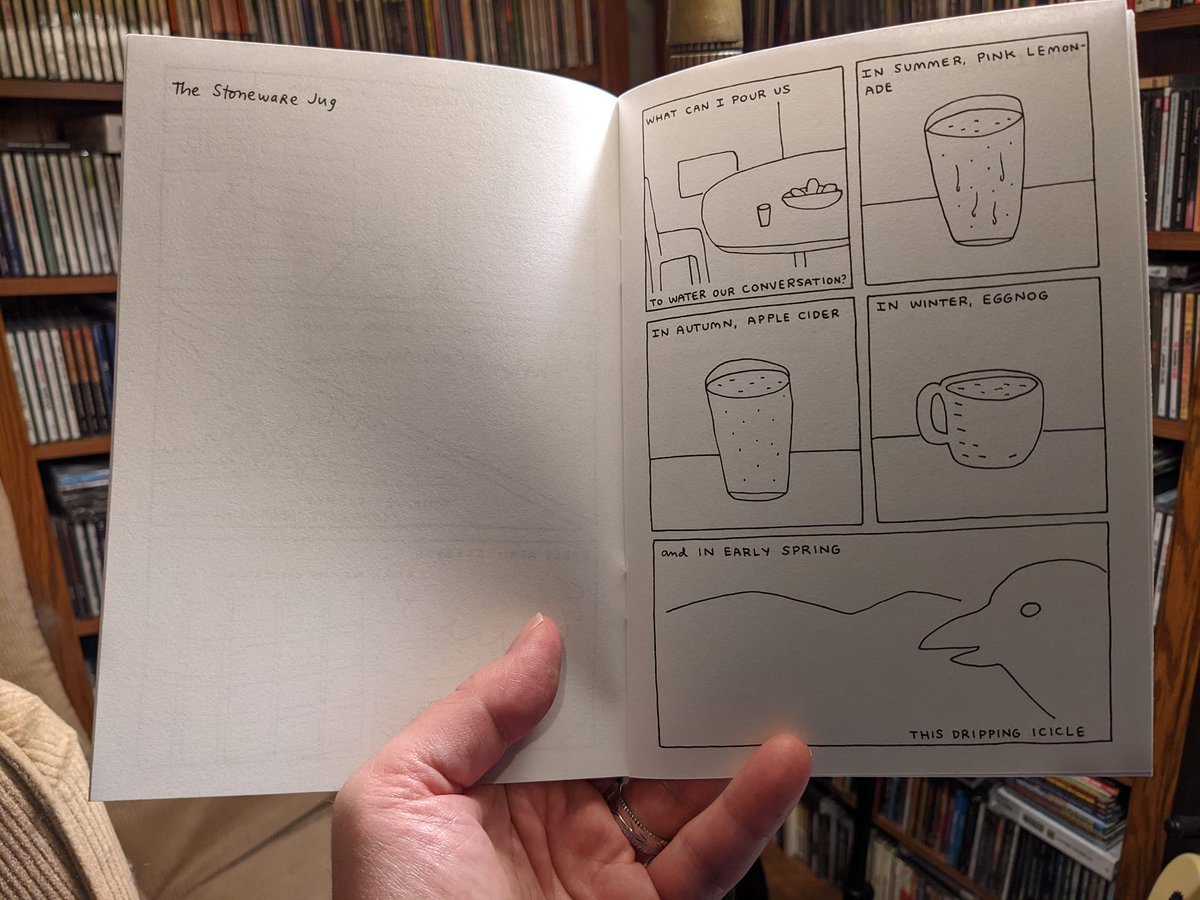 The_Real_John_P's tweet photo. The Stoneware Jug, my collaboration with poet Stefan Lorenzutti, collects 13 comics-poems that focus on the seasonal, mundane-but-transcendent experiences of domestic life: baking, laundry, ice. Fans of King-Cat will, I think, enjoy this very much. 1/2

https://t.co/GRvGmWfBLH https://t.co/kuqKVQgMKv