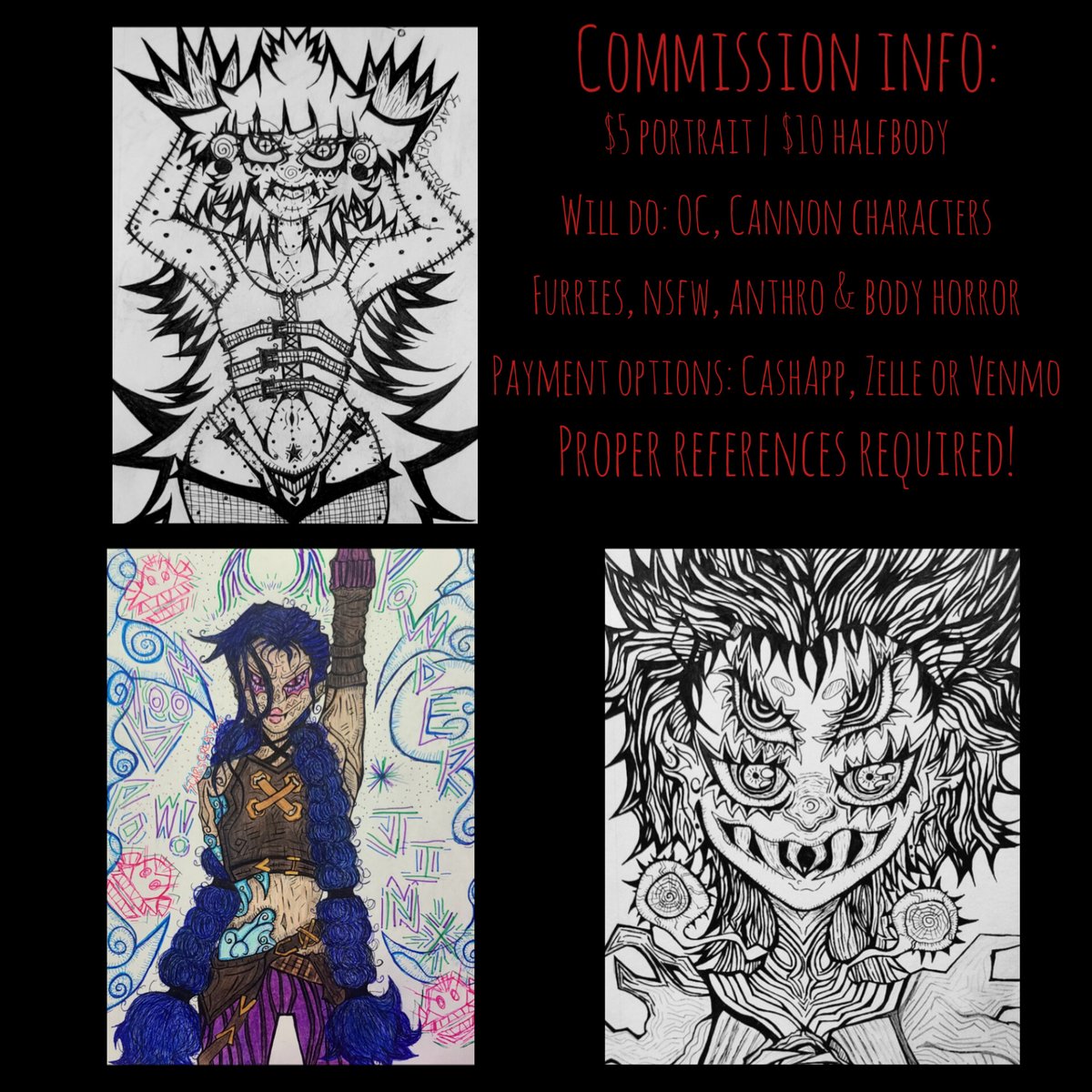 Scars_Creations's tweet photo. Commission sheet ✨️ 
Retweet / Like appreciated! 
Dm for info / if interested 👽
#commissions #commissionsopen #opencommissions #sketch #artmoots #artist #anime #likeandshare #mutuals #Illustrations #rt https://t.co/aILXr2Wzsi