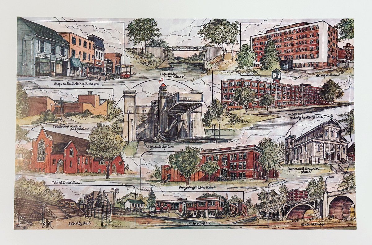 Our dad loved collages and East City, so naturally he combined the two many years ago!

- @PtboMuseum 
- Mark St United
- EastCityBowl
- Fisher Gauge
- Lift Locks
- Immaculate Conception Church
- <a href="/HunterStPtbo/">Hunter Street</a> Bridge
- +++

Limited quantity
$30 unframed print
DM for details
20x14