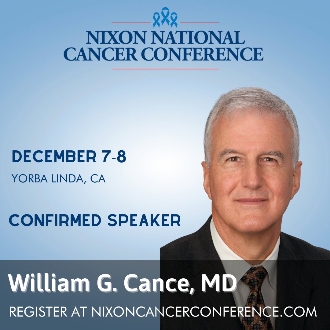 The 2022 Nixon National Cancer Conference begins this week!

Tune in this Thursday at 2:30 PM PT to hear from William G. Cance, Distinguished Scientist <a href="/GrailBio/">GRAIL</a>

Watch it live here: youtube.com/watch?v=WvakRI…