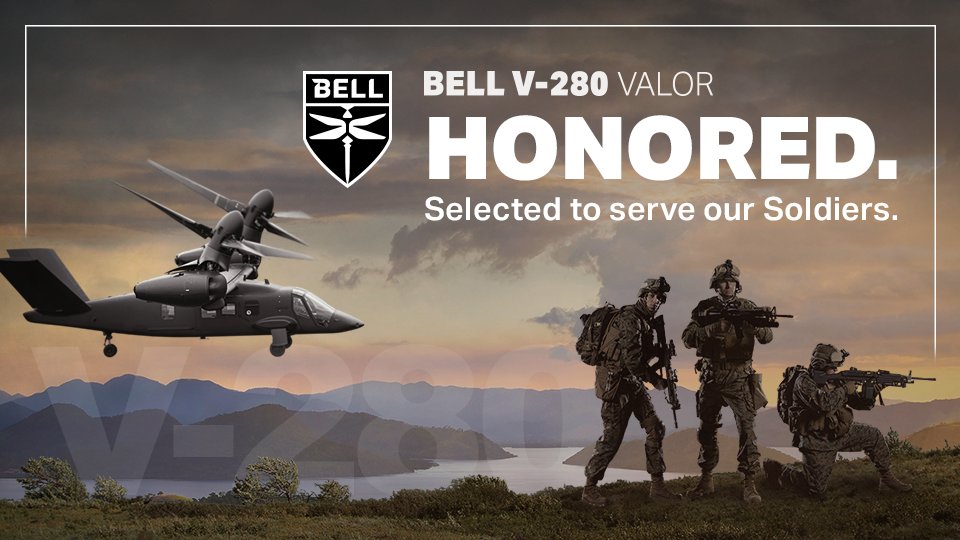 Bell V-280 Valor chosen as new <a href="/USArmy/">U.S. Army</a> Long Range Assault Aircraft. 

Get the News ➡️  news.bellflight.com/en-US/220998-t…

#FVL #FLRAA #V280 #ArmyModernization