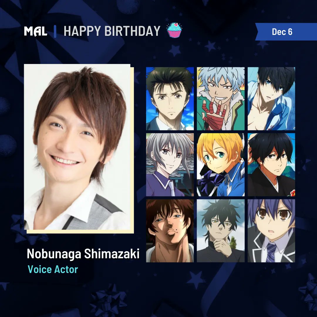 myanimelist's tweet photo. Happy birthday to Nobunaga Shimazaki! 🎂 

Full profile: https://t.co/L2Lp3F7fvL https://t.co/w8uirOuWXr