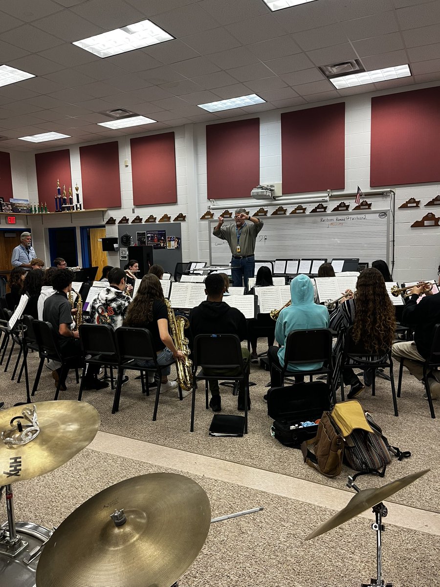 AtleeBand's tweet photo. Mr. Mawyer and Mr. Sadler working with our Wind Ensemble!  It’s going to be a great show!  Concert is Thursday 12/8 @ 7:00pm! @ATLRaiderNation @AtleeBandBoost https://t.co/8s5xK1b6eC