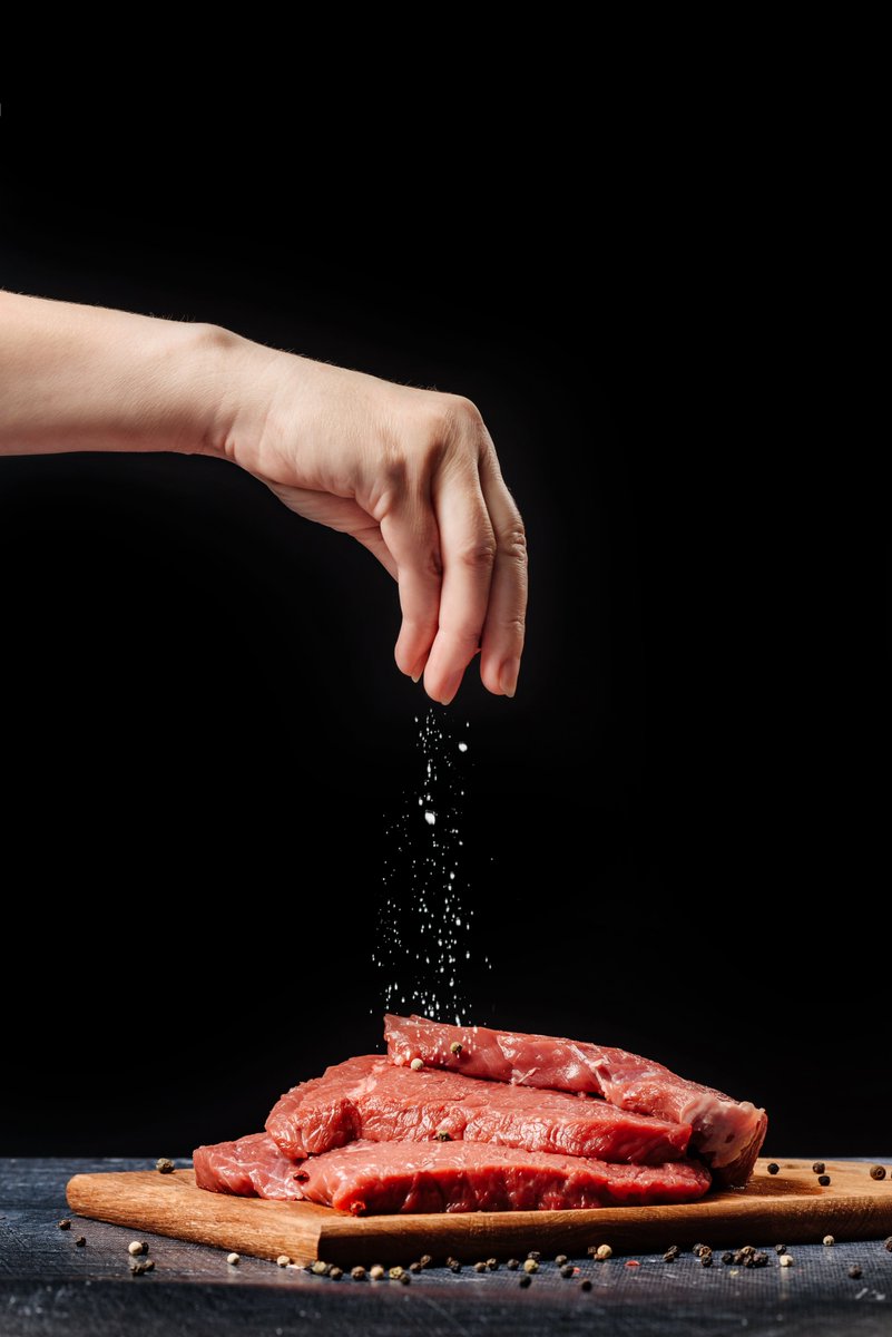 ScienceChannel's tweet photo. Why do we salt protein like chicken, beef, or fish? ๐ฅฉ
As salt diffuses in raw meat, it denatures and breaks down some of the muscle proteins. When this happens, the proteins bind to water, allowing other liquids to penetrate for maximum flavor.
#ScienceInFood ๐ฅ https://t.co/0AuH4qEKKY