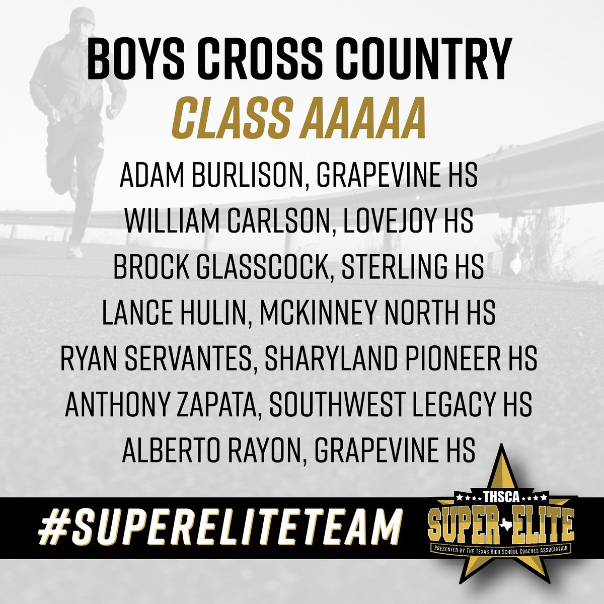 We are honored to present the first-ever THSCA 5A Boys Cross Country #SuperEliteTeam! Congratulations to these athletes who accomplished so much this season. 💪👏