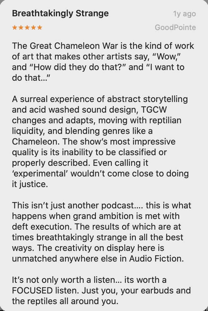 The Great Chameleon War <a href="/TheChameleonWar/">The Great Chameleon War</a>