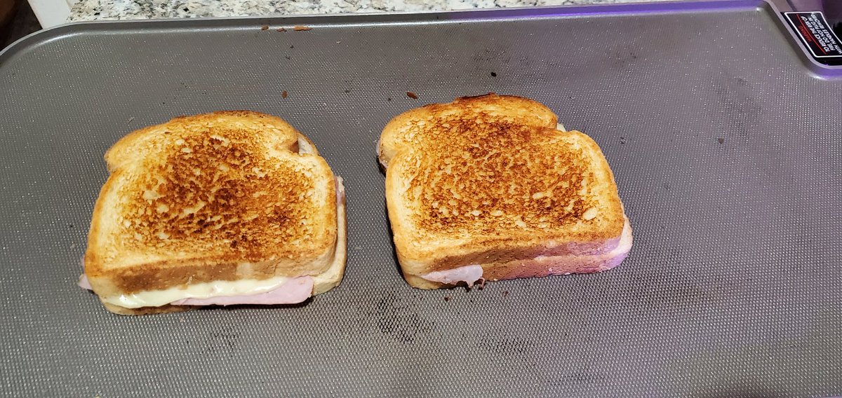 reddi518's tweet photo. Why does a grilled ham and cheese from the griddle smack so much harder than from the stovetop? https://t.co/8Qj61B8ReA