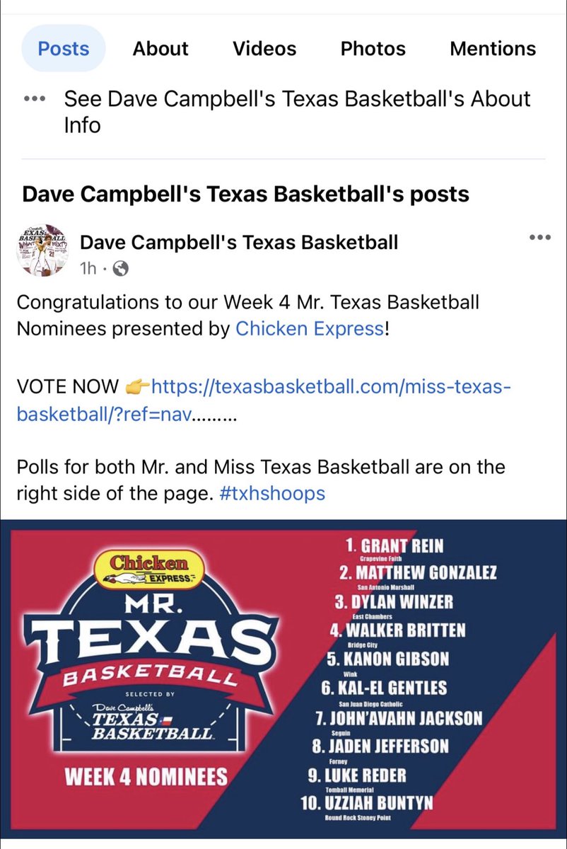 Proud to be nominated! Go vote me for Mr. Texas basketball texasbasketball.com/mr-texas-baske…