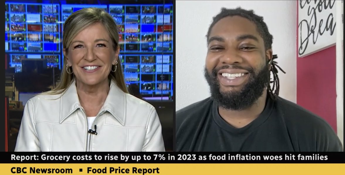 HannahThibedeau's tweet photo. A new report says grocery costs will go up as much as 7% next year. What does mean for a family of 4? We talk with @55soAmbitious Randy Richards - Ottawa-based caterer, father (and football player) https://t.co/1wVdhg9awN https://t.co/3wy2VycJIu