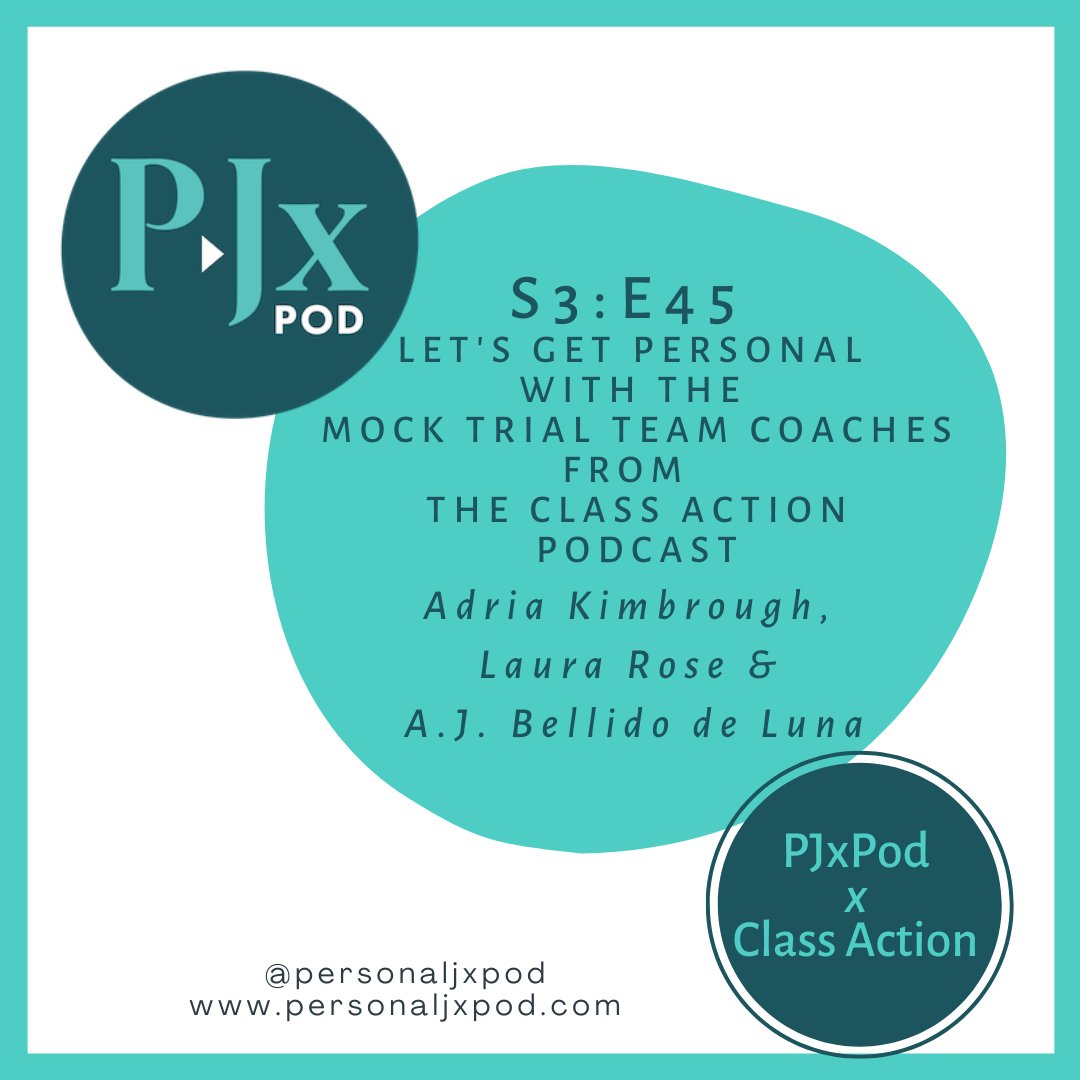 Celebrating our 4⃣5⃣th episode and the end of Season 3⃣ w/ the amazing mock trial coaches from Class Action with <a href="/KatiePhang/">Katie Phang</a>! We chat with <a href="/AttyAdria/">Adria Nobles Kimbrough</a>, Laura Rose &amp; <a href="/AJBDELUNA/">A.J. Bellido de Luna</a> abt their career journeys &amp; why they dedicate themselves to coaching! …l-jurisdiction-podcast.simplecast.com/episodes/lets-… 🎉