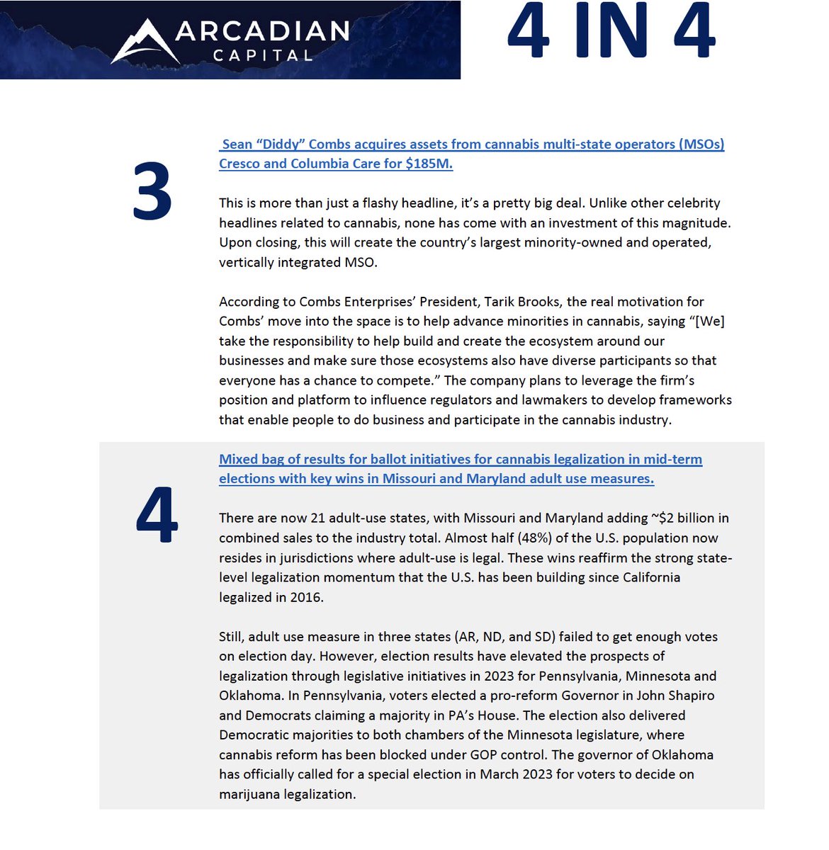 arcadiancap's tweet photo. Check out the below to see what we called out as important happenings in the month of November in the cannabis industry.

Share thoughts or what you would have included below in the comments.
#cannabis #share #arcadiancapital https://t.co/KDBFlUTq4h