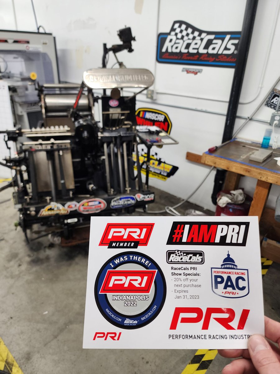 RaceCals's tweet photo. RaceCals is proud to announce a partnership with @prishow. We believe in the work PRI does to improve our industry &amp; we share in that goal. We will be the supplier of PRI's 2022 tradeshow decal sheet.  Look for it at our booth # 637 to take advantage of our 20% off show special. https://t.co/Cyxd2H2liJ
