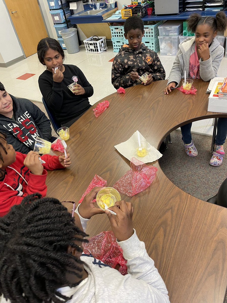 After reading a recipe passage on making Banana Pudding, 4th grade reading groups was able to taste the product.