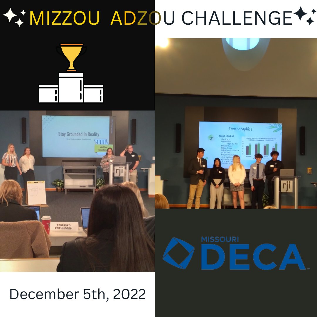 MissouriDECA's tweet photo. Missouri DECA students competed at the AdZou Challenge, hosted by the Mizzou School of Journalism. Competitors were instructed to come up with an advertising campaign, given a prompt and time limit. https://t.co/VKv0ixITo8