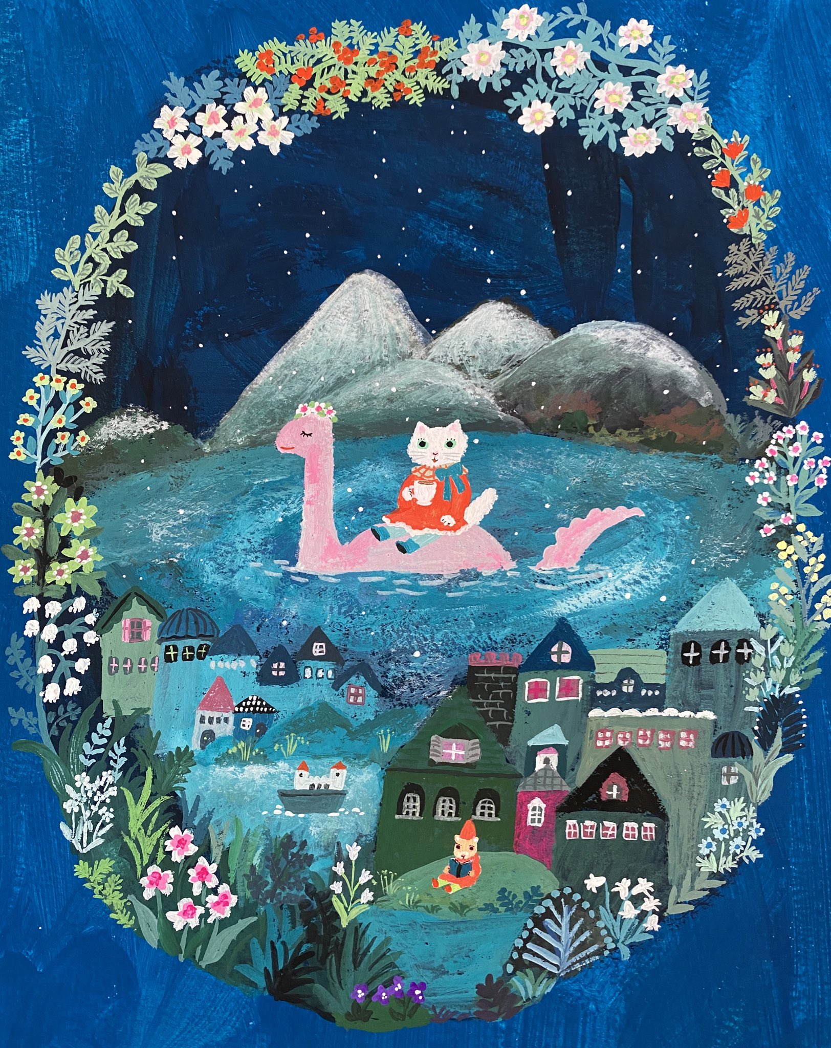 北岸由美さん　原画　ミニキャンバス　Yumi Kitagishi 北岸由美さん原画ミニキャンバスYumi Kitagishi