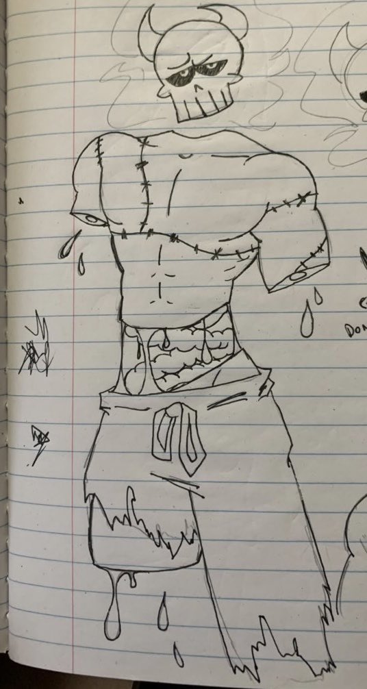 mimikinss_'s tweet photo. ⚠️cw: cartoon gore⚠️
haven’t drawn my boy here in a while I found an old doodle of him in a notebook &amp; wanted to touch it up
#originalcharacter #zombieoc #skeletonoc #cartoongore https://t.co/LhnWPFL7mo