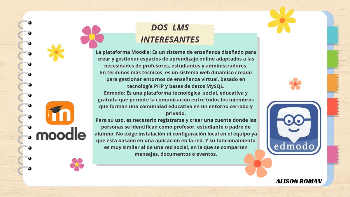 Alison34031687's tweet photo. Conoce un poco más sobre (LMS) Sistema de gestión de Aprendizaje 🥰👇
#PlataformasLMS
#PedagogiadelasCienciasExperimentales #Multimedia #tic #Ntic #docenteTic #LMS #educacion @jorgearmi20  @experimenutmach https://t.co/1KK40IbF5B
