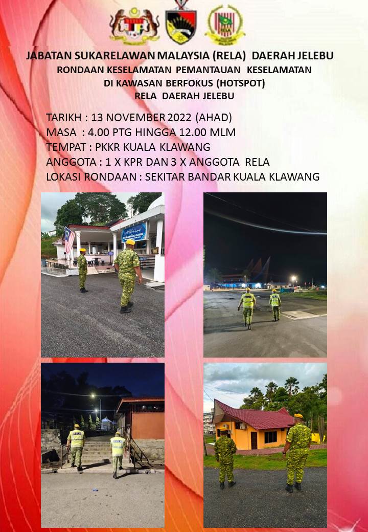 RONDAAN KESELAMATAN PEMANTAUAN KESELAMATAN DIKAWASAN BERFOKUS (HOTSPOT) RELA DAERAH JELEBU.
#OPPATUH
#Amaldanpatuh
#JELABU 
#StayAtHome 
#KitaTeguhKitaMenang 
#Setiaberbakti
@officialrelamalaysia <a href="/yahyakgc/">Yahya Sulaiman</a> <a href="/relamalaysia/">relamalaysia</a> 
<a href="/PrdGunalan/">Gunalan</a> <a href="/RELA_N9/">RELA NEGERI SEMBILAN</a>