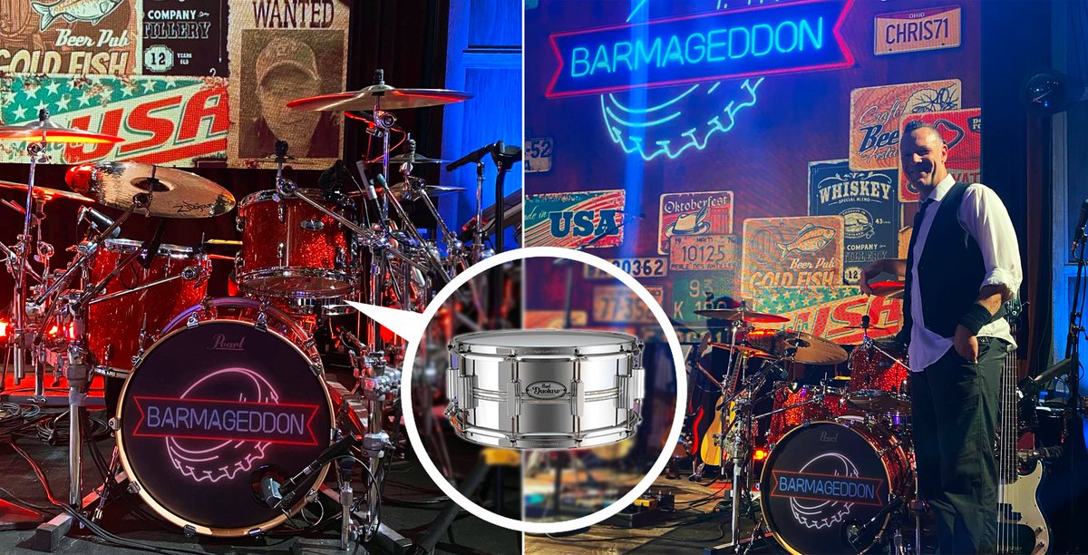 BARMAGEDDON premiers tonight at 11/10c on the @USA_Network and Pearl Artist Tracy Broussard debuts his Duoluxe snare with his Masters Maple Complete kit! It's gonna be a party with @blakeshelton, Carson Daly, WWE's Nikki Bella, and tonight's special guest, @kanebrown #BARMAGEDDON https://t.co/qBsVpuu2eX