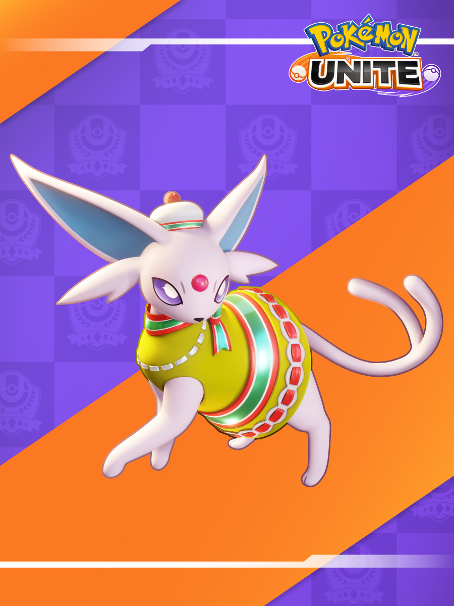 PokemonUnite's tweet image. Jingle Bells, Glaceon smells, Sylveon laid an egg! Jingle Bells Style: Espeon is now available in #PokemonUNITE!