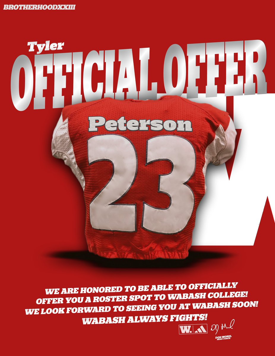 After a great phone call with <a href="/CoachRidings/">Mike Ridings</a> I am blessed to receive an offer from Wabash College! <a href="/WabashFB/">Wabash College Football</a> <a href="/IndyWeOutHere/">IndyWeOutHere ‼️</a> <a href="/IndianaPreps/">Indiana Preps</a> <a href="/Trojanfball/">Chesterton -Trojan Football</a>