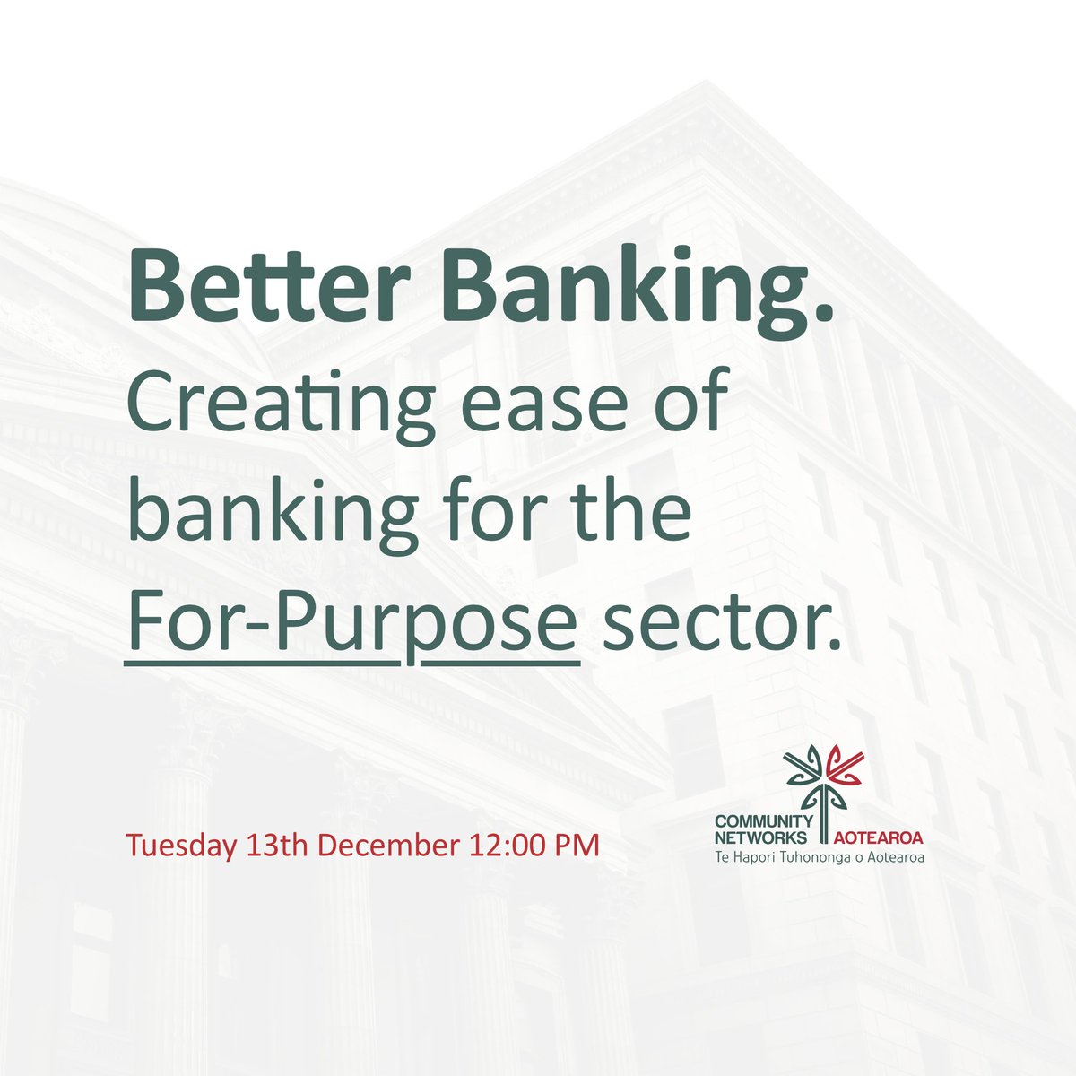 CommunityOrgs's tweet image. 🚨 WEBINAR ALERT 🚨 Better Banking: A Conversation with Ros Rice, @nzstevenmoe &amp;amp; Dr. Jane Horan. Learn more and sign up here - bit.ly/3F8n9d8