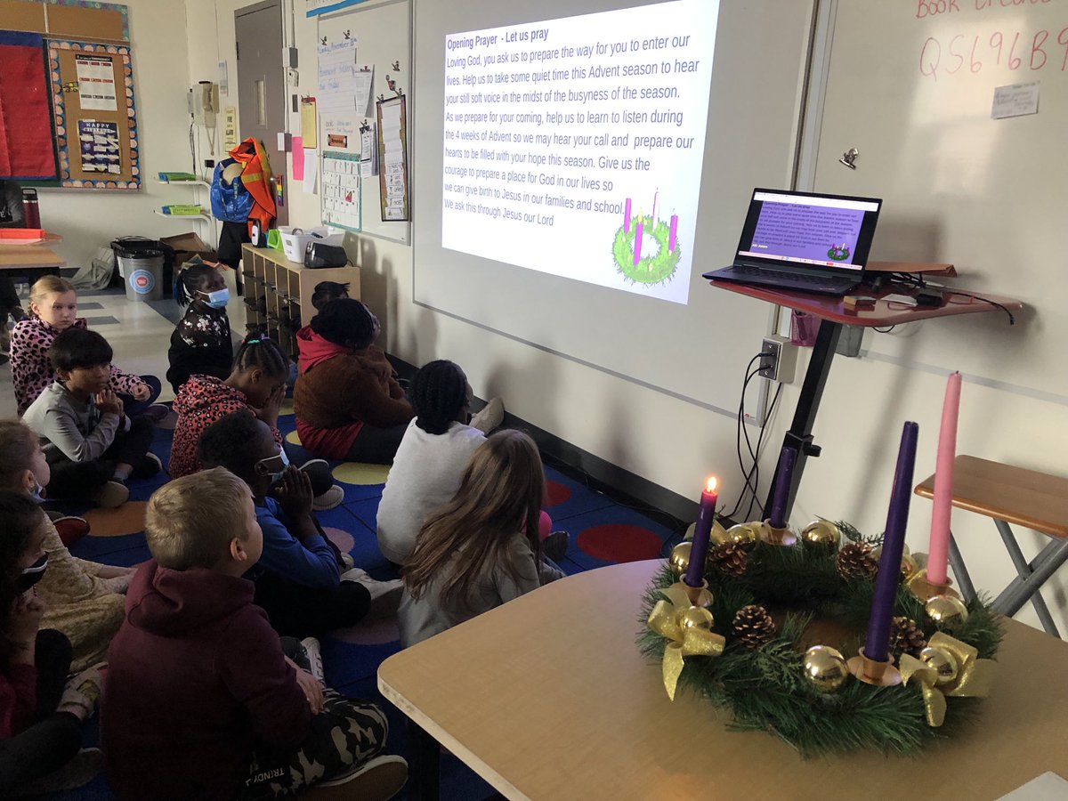 dquinn3333's tweet photo. Today our Gr. 3 class ⁦@OLFatimaOCSB⁩ participated in a prayer liturgy for the 2nd week of Advent. We are committed to spreading peace each day! ⁦@ocsbRE⁩ https://t.co/S44T3H5dCV