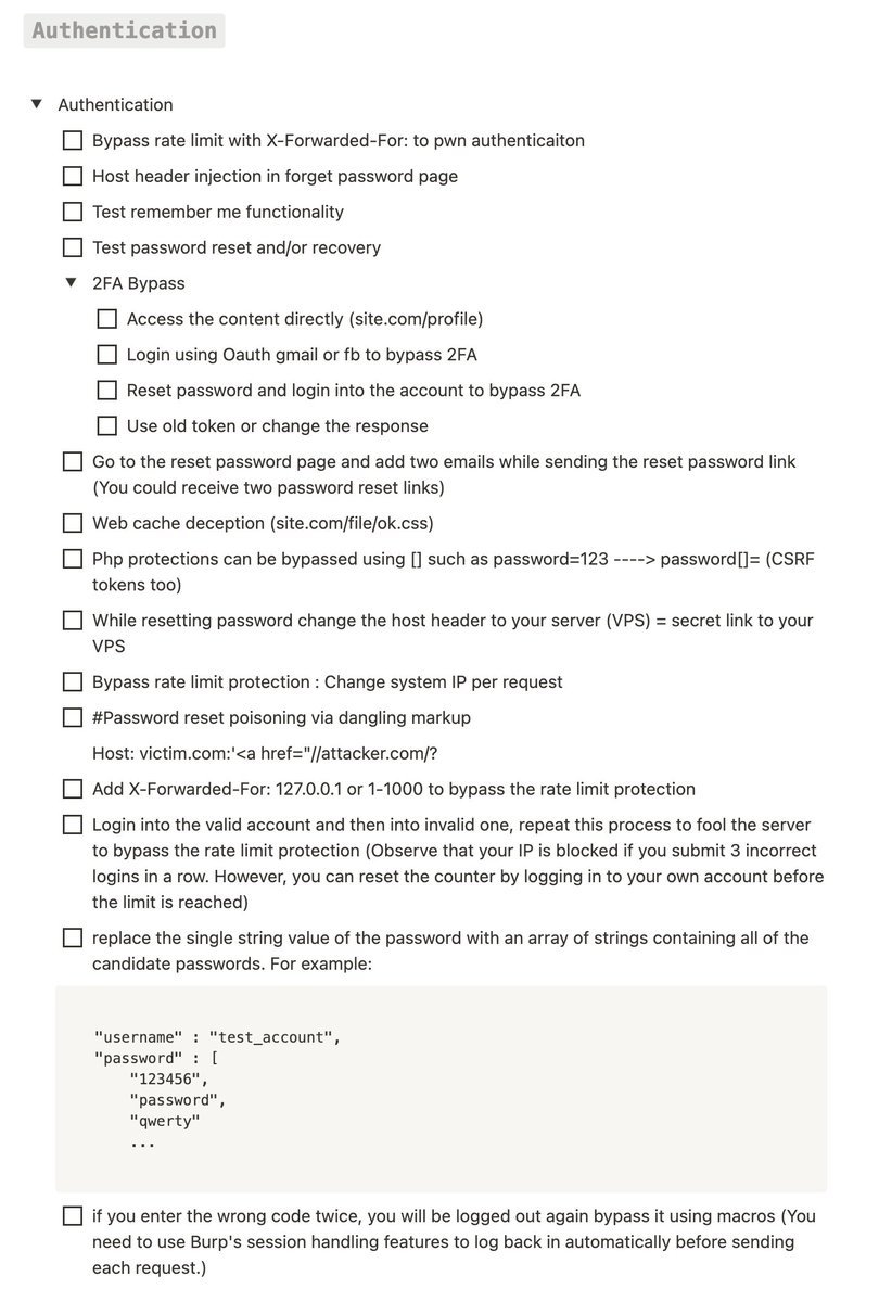 aacle_'s tweet image. 🌞 Bug bounty Checklists  
#bugbounty #Infosec

Contains : Authentication, Bugs Checklists and Authentication Checklist in Registration Form

Checklists : ⬇⬇⬇⬇