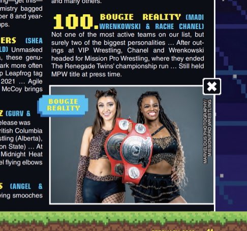 MissionProWres's tweet photo. CONGRATS to our Mission Pro tag team champions Bougie Reality @Madi_Wrenkowski & @RacheChanel on being named to the @OfficialPWI 2022 #TagTeam100 list!!
They defend their titles in a CANDY CANE LANE STREET FIGHT this Saturday at #MPWSilverBells2!
ποΈ: https://t.co/Bieu5hPRbe https://t.co/6BzAqQF1Ze