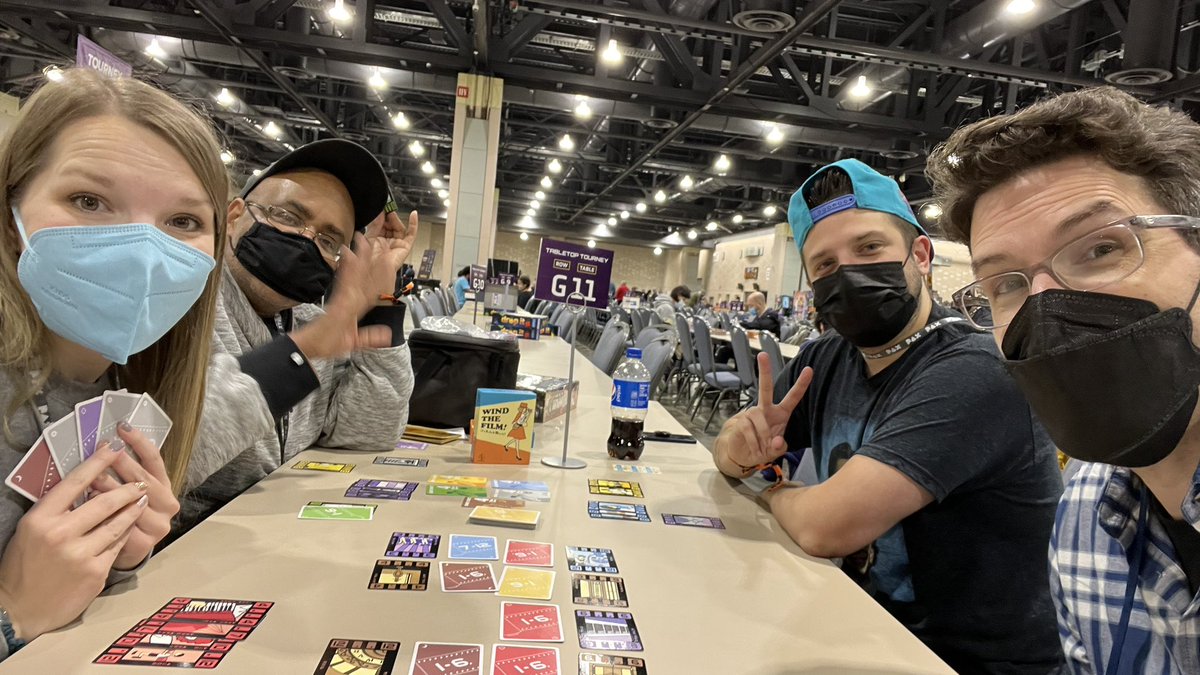 WatchItPlayed's tweet image. Oh, this was fun! Was taught Wind The Film (a game I’ll now be hunting down) by @bishopbroly - an abstract card game with a theme that really does work. An aces teach by Dwayne, and so good to play with Jeff &amp;amp; Jamie during the show. @fosterthemeeple