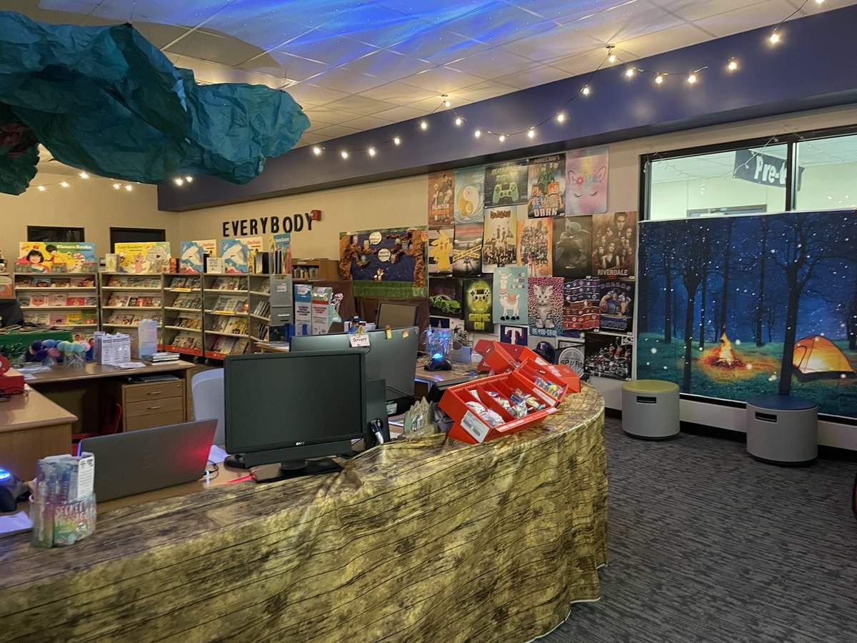 The @WBE_AIA_Library has transformed into an incredible camping themed book fair, thanks to the one and only Mrs. Palermo! Come support @WellsBranchAIA and get yourself some great new books! 📚