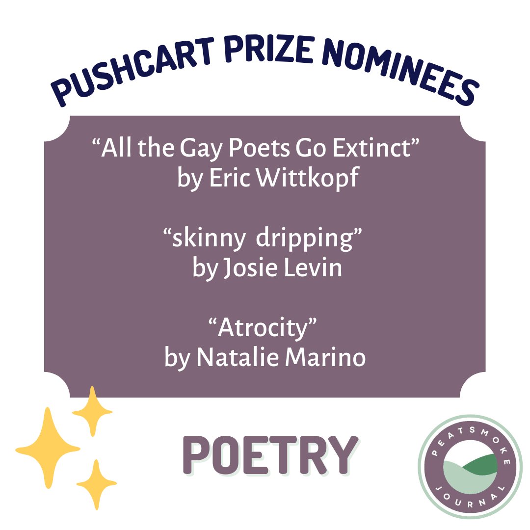 ✨Announcing our Pushcart Prize nominees for 2022!✨

Fiction: <a href="/AmandaIrene72/">Amanda Irene Rush</a>, Montana Bass, &amp; Kimberley Ramos

Poetry: Eric Wittkopf, <a href="/bemusual/">josie levin</a>, &amp; @NatalieGMarino  

Congratulations to all! We hope the editors love these pieces as much as we did 🤞
