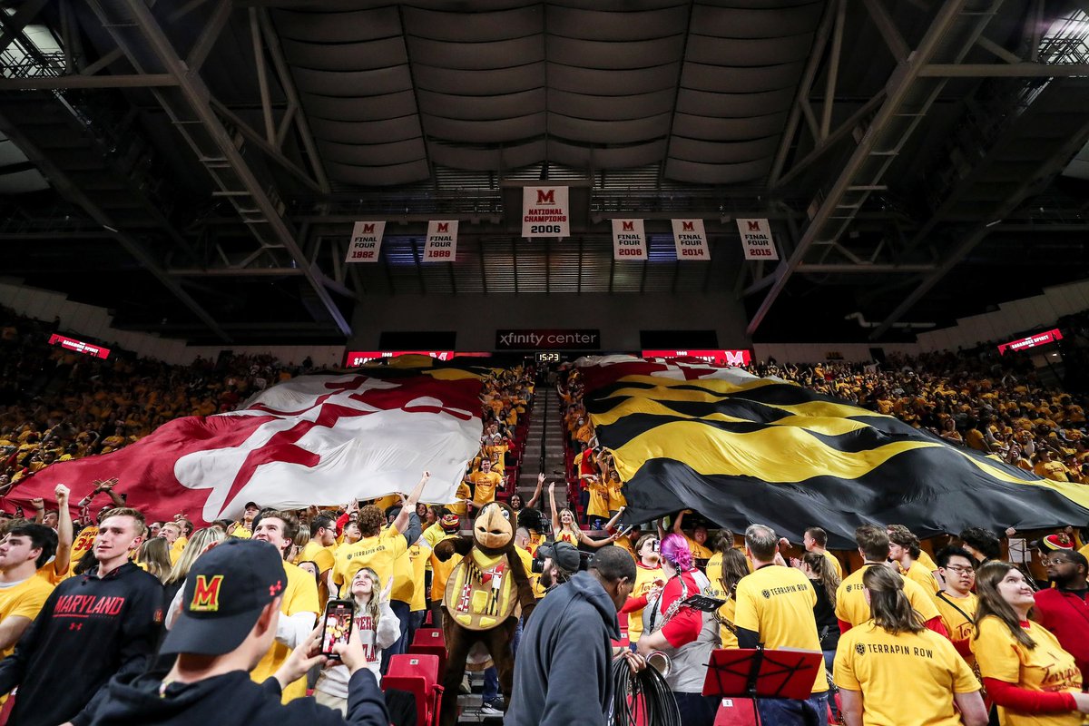 TerrapinHoops's tweet photo. Friday’s student attendance was our highest EVER! 

Student tickets for UCLA are sold out! See you there! https://t.co/m9b0S9Z5E7