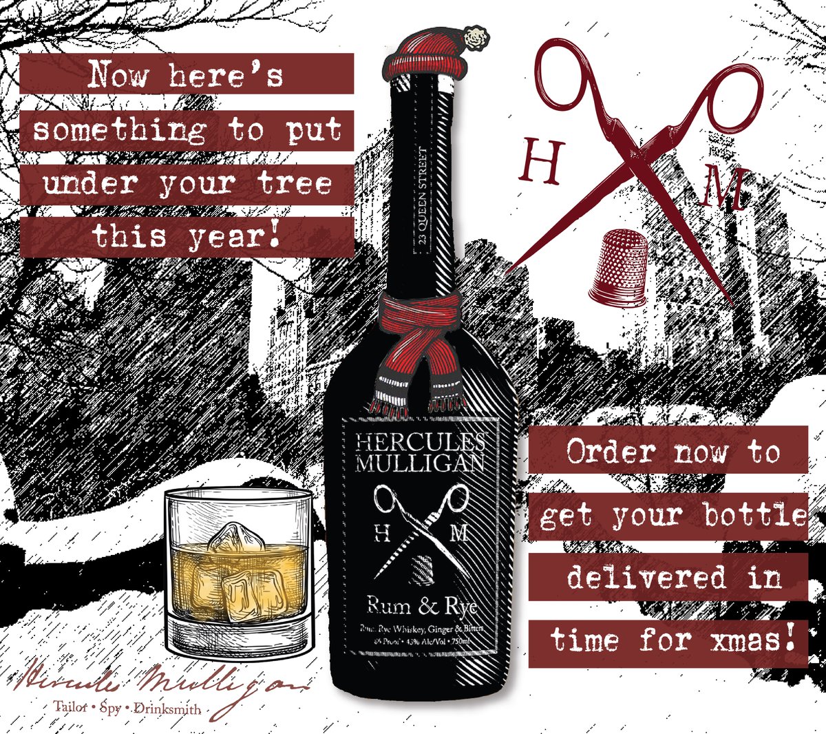 Have a few gifts to get for that special someone and just don't know what to get them? How about a bottle of HERCULES MULLIGAN Rum &amp; Rye? Just go to our website and order now, and rest assured the bottle will be delivered to your door in time for xmas. herculesmulligancompany.com