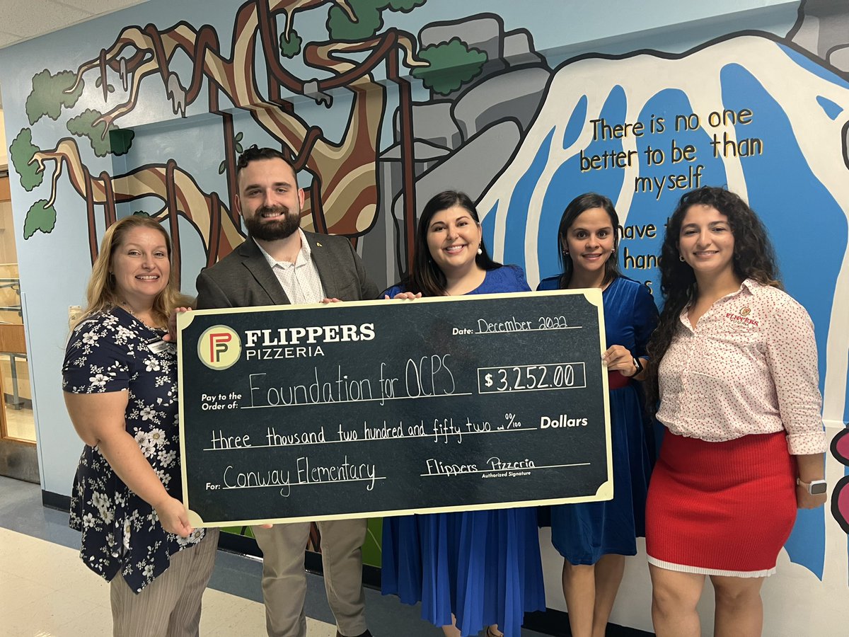 We are so thankful for <a href="/FlippersPizzaUS/">Flippers Pizzeria</a> for selecting our school for this gift. We can’t wait to utilize these funds to grow our Cougar staff. <a href="/Fdn4OCPS/">Foundation for OCPS</a> <a href="/Southeast_OCPS/">Southeast_OCPS</a> <a href="/OCPSnews/">ocpsnews</a>