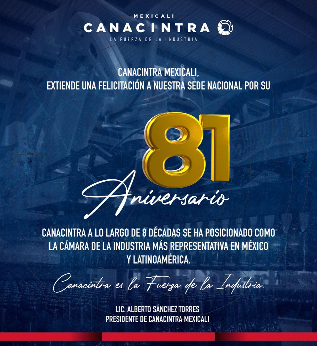 Fue en 1941 cuando se fundó CANACINTRA, con una visión clara hoy sigue siendo la Cámara Industrial más representativa en México y Latinoamérica. Felicidades en su 81 aniversario #LaFuerzaDeLaIndustria 
#CANACINTRA81  #81AÑOSCANACINTRA #LaFuerzaDeMéxico