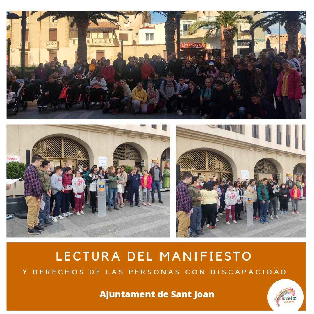 Gracias al <a href="/sant_joan/">Sant Joan d'Alacant</a> por su invitación un año mas a la lectura del manifiesto del día internacional de las personas con discapacidad/diversidad funcional. 
Gracias por contar siempre con nosotros y acogernos en el municipio como un centro más de la localidad.