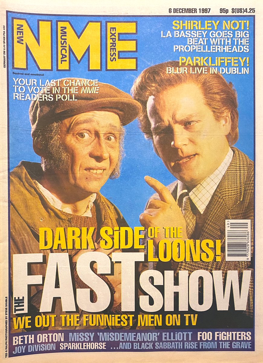 Britpopmemories's tweet photo. 25 years ago this week the cover stars and big feature in the NME weren't a band, it was Ted and Ralph AKA Paul Whitehouse and Charlie Higson.

Easy to forget just how massive The Fast Show was in the 90's. https://t.co/M2z0iwz49P