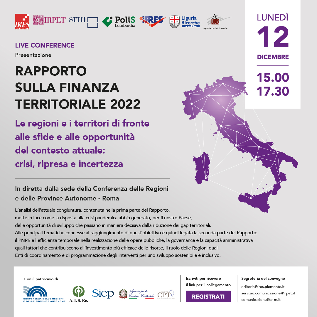 SRMezzogiorno's tweet photo. 📌#12dicembre #ore15 Torna l'appuntamento annuale con la presentazione del Rapporto sulla Finanza Territoriale.
Scopri il programma e segui il convegno in live streaming 👉https://t.co/k38L4EJ6OJ https://t.co/1InqbysLQZ
