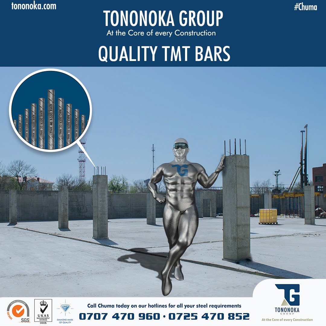 At Tononoka Group, a steel reinforcement section is mandated to ensure that the construction industry gets quality, reliable and efficient reinforcement TMT bars from 8mm to 40mm. 
Get in touch with Chuma on 0707 470 960. 
#Chuma
#TMTBars
#AtTheCoreOfEveryConstruction