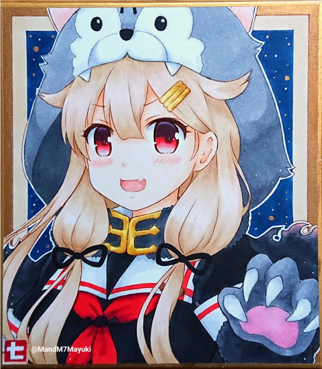 艦これ「「トリッ…12月ぽい?」小さい色紙に夕立ちゃんを描きました #艦これ  #夕立 」|七綾 真雪@神戸かわさきのイラスト