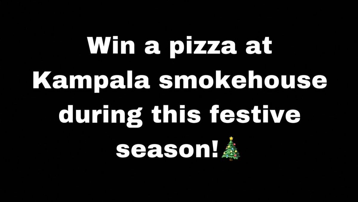 KlaSmokehouse's tweet photo. WIN A FREE PIZZA AT KAMPALA SMOKEHOUSE!
To celebrate this festive season and reaching 3000 followers, we are giving away a free pizza! 
Here’s what you have to do to enter, 
1. Must be following @kampalasmokehouse on Twitter and instagram (send us proof on this account) https://t.co/87Z9a1kCTn